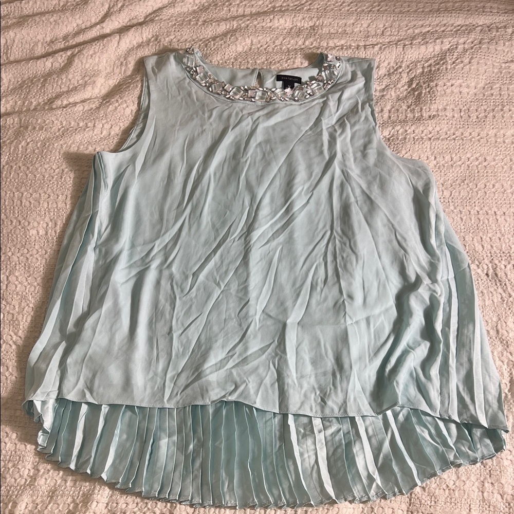 Ann Taylor Light Blue Embellished Blouse size M
